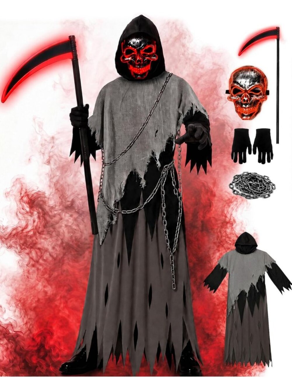 Boys Grim Reaper Halloween Costume | Kids Scary Scream Outfit for Parties